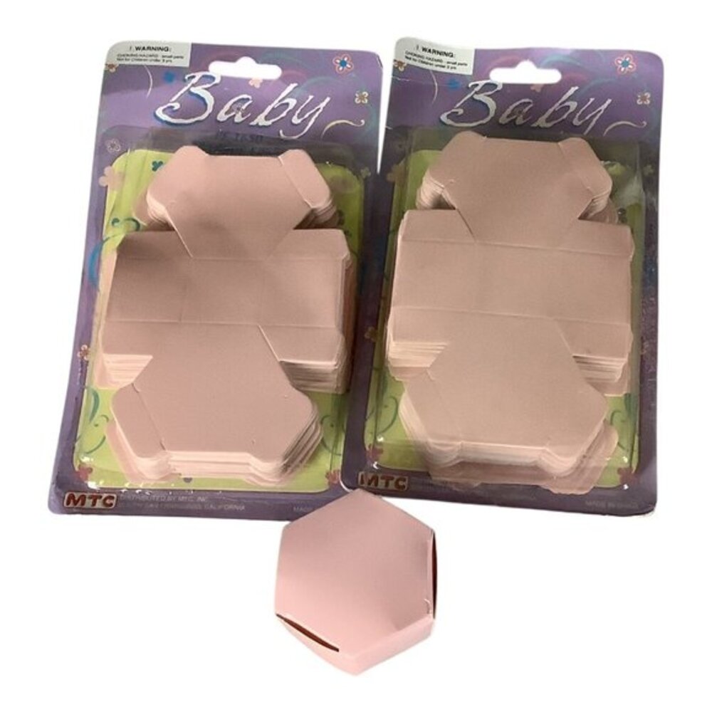 2 Packs Baby Party Favor Boxes PF-1650 MTC 24‎ Count Pink Flat Fold Design